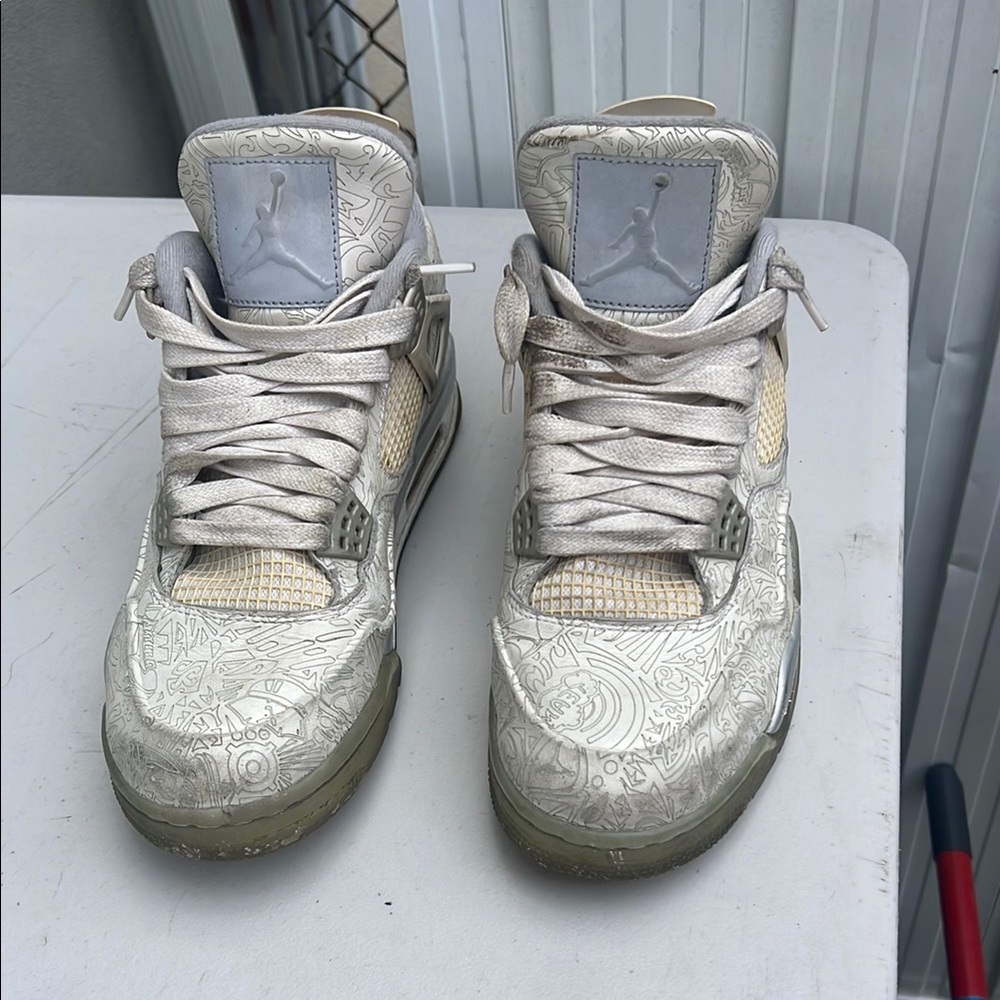 Jordan Laser-Etched Sneakers in Gray and White